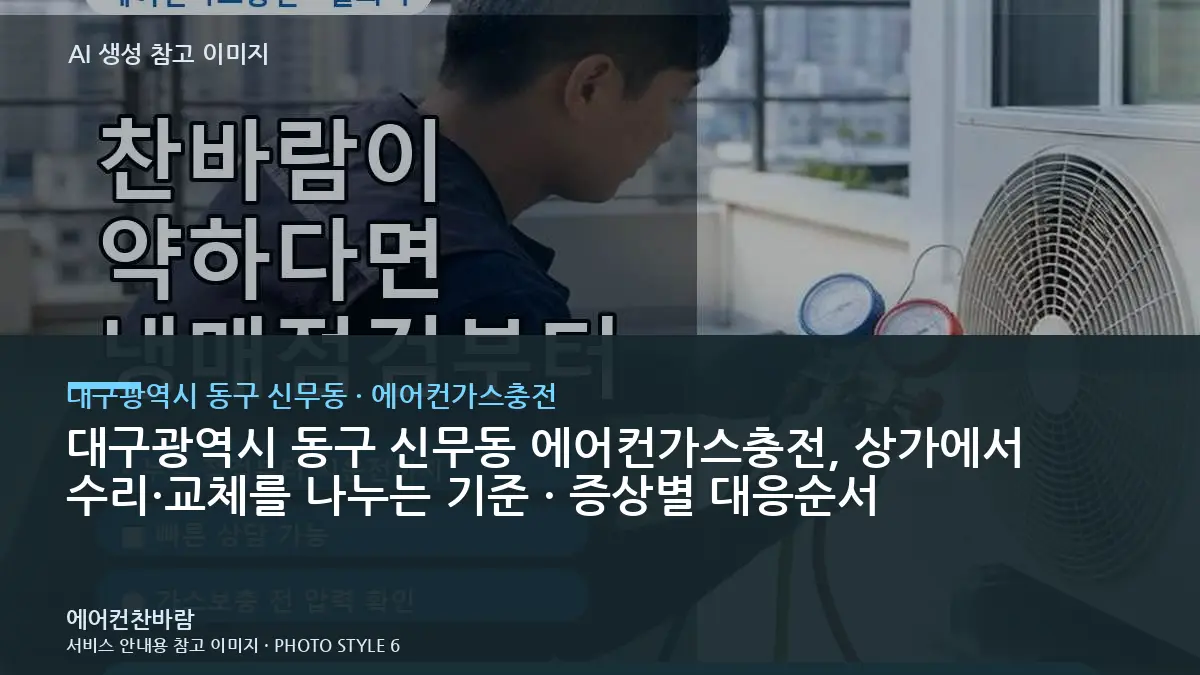 대구광역시 동구 신무동 에어컨가스충전, 상가에서 수리·교체를 나누는 기준 · 증상별 대응순서